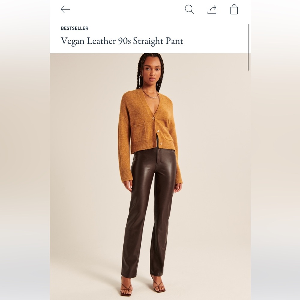 Abercrombie Brown Vegan Leather 90s Straight Pants